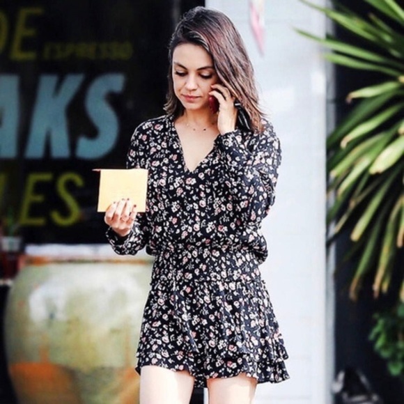 Rails Romee Floral Print Long Sleeve Mini Dress Pink Rose Smocked Tie Neck Sz S - Picture 1 of 10